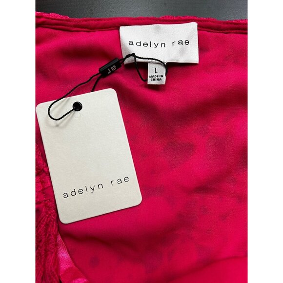 Adelyn Rae WEDDING GUEST ULTRA FEMININE Hot Pink Lace Dress NWT Sz LARGE - Picture 4 of 9